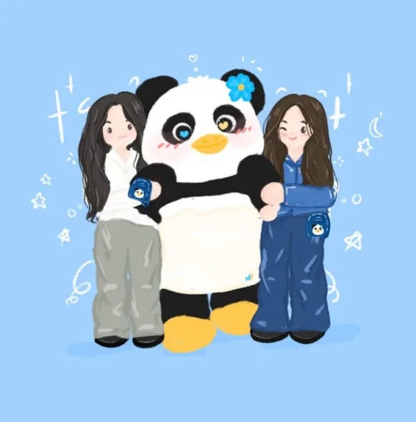 NamtanFilm fanart chụp ảnh cùng mascot Lunar